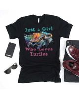 Watercolor Sea Turtle Just A Girl That Loves Turtles Florida Shirt Unisex Standard T-Shirt black s